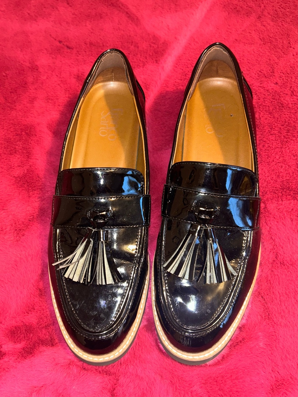 Women’s Franco Sarto Black Patent Leather Tassel Loafers